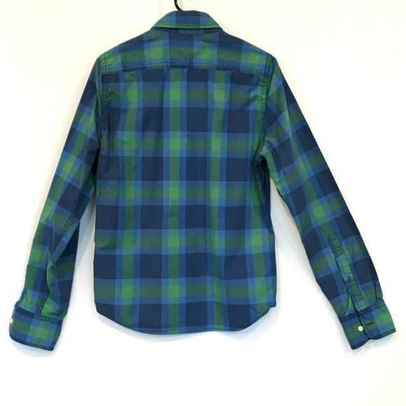 Abercrombie & Fitch Men's Long Sleeve Muscle Shirt Size Small Blue Green Plaid - Picture 8 of 15